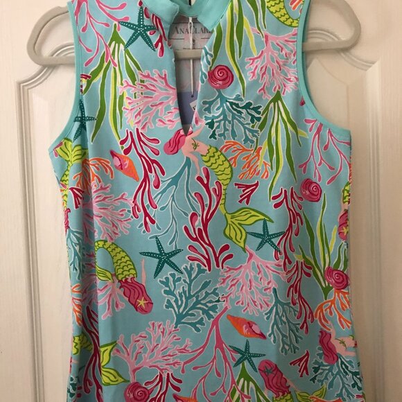 Ana Clare Woman's Sleeveless V Neck Coastal Top NWT - Picture 1 of 2